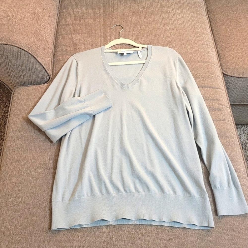 Lark & RO Light Blue Minimalist Casual Loungewear Boho Cozy Sweater Size XXL